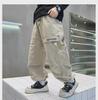 Spring Autumn Boys' Straight Casual Trousers Children's Overalls Children's Straight Casual Pants Loose Medium and Large Children's Pants Handsome