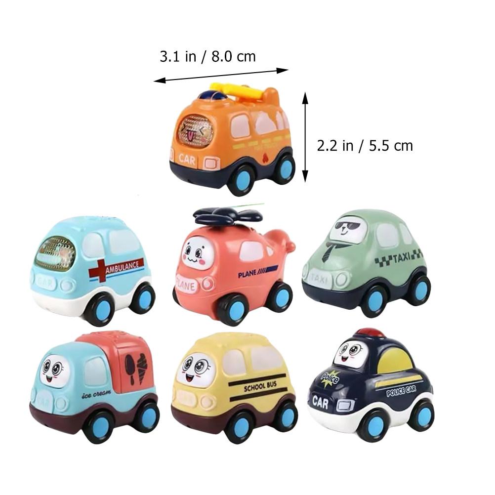7Pcs Friction Powered Pull Back Car Set Inertial Vehicle Toys Kids Educational Birthday Gift