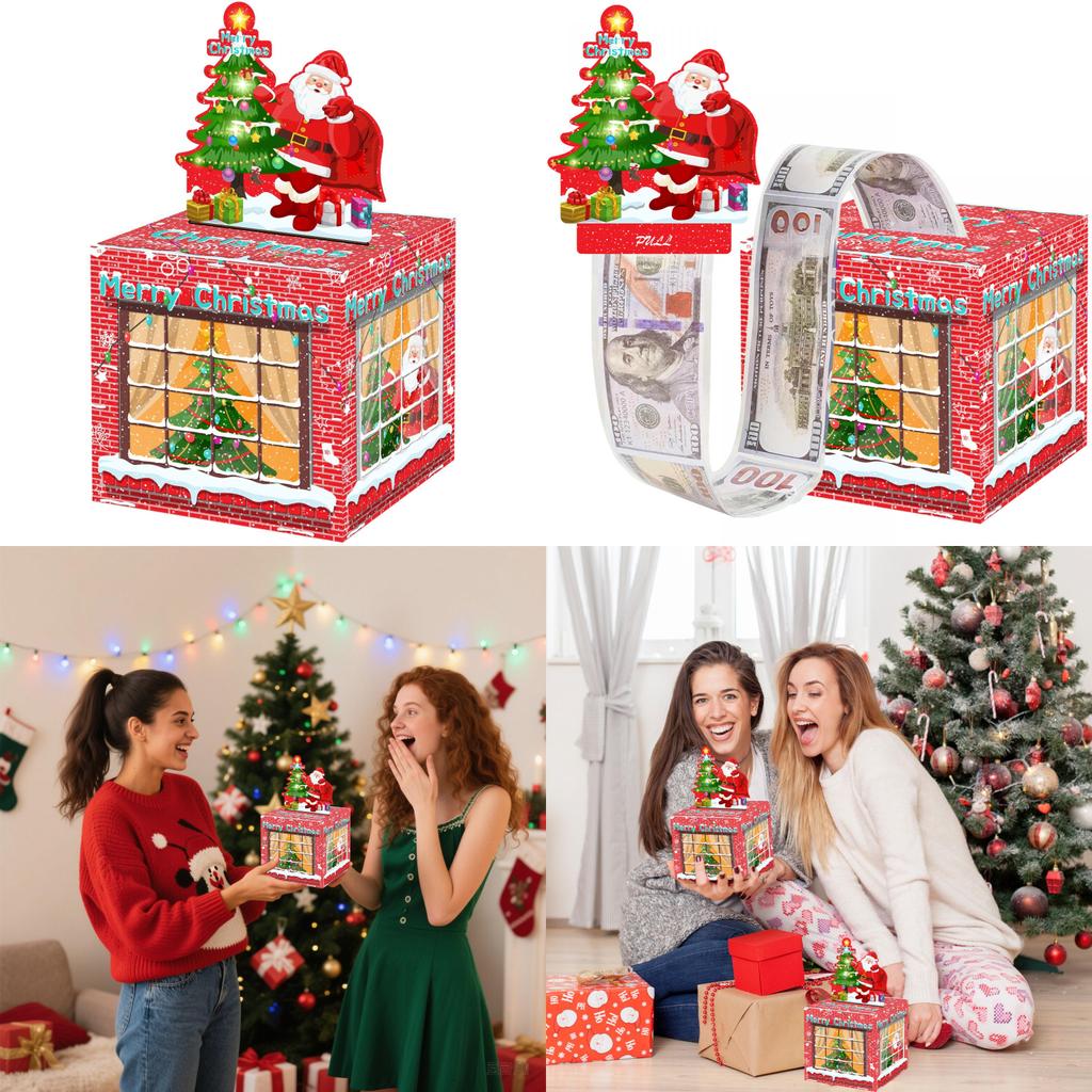 Themed Christmas Santa House Pattern Money Box Gift Box For Gifting Festive