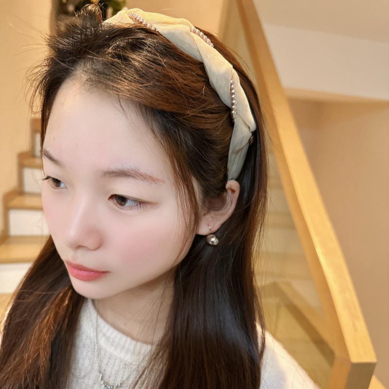 Korean Sweet Pearl Twist Mesh Headband - Elegant Women's Hair Accessory for Outings