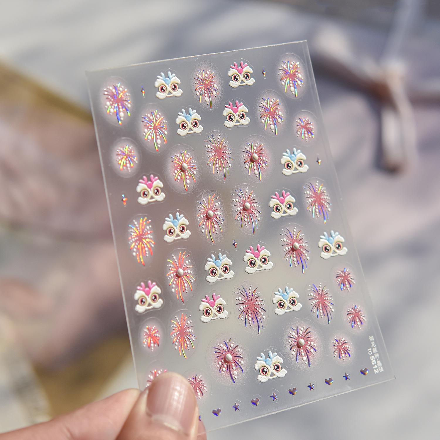Наклейки для ногтей Tomoni Crystal Diamond: Популярный DIY Декор для ногтей  Фейерверк и Пробуждающийся Лев .