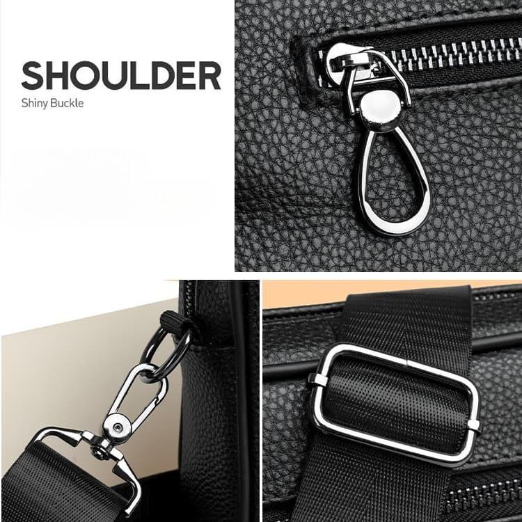 Men's Lychee Pattern Horizontal Messenger Bag Shoulder Bag
