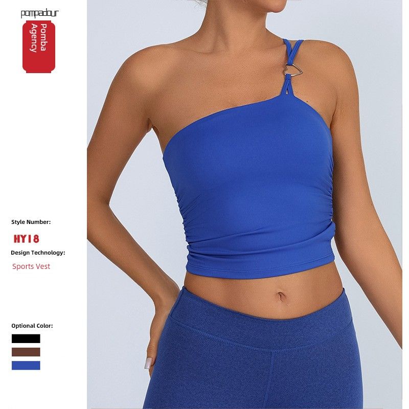 Foreign Trade New Belt Chest Pad Cross-Border Sports Fitness Quick-Drying Vest Women Running Shoulder Tube Top Yoga Clothes Wrap-around Top