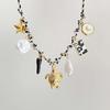 Conjunto de Pulsera y Collar Estilo Océano con Conchas y Estrellas Marinas de Acero Inoxidable