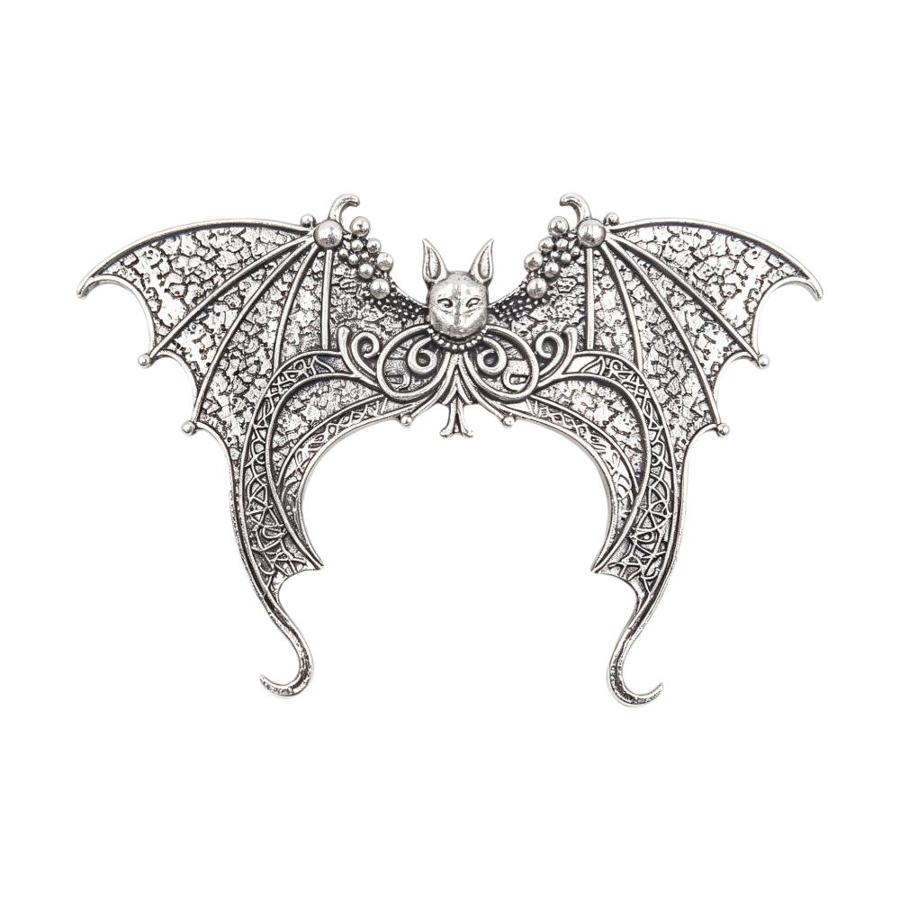 With Strong Grip Vintage Silvery Bat Hair Clip Antiqued Halloween Cosplay Hair Clip  Hair Styling