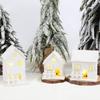 Weihnachts-Tischdekoration Mini Klein Holz Weihnachtsmann Schneemann Haus mit LED-Licht Navidad Weißes Mini-Haus Ornament Zubehör