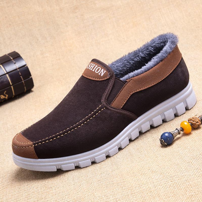 

Модные зимние мужские короткие плюшевые теплые туфли для дома, повседневные замшевые туфли из замши с мехом, черные хлопковые туфли на платформе, туфли на плоской платформе 42
