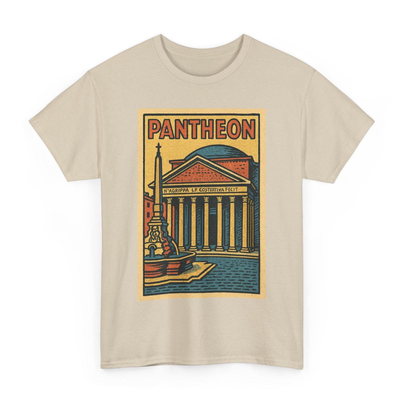 Pantheon T-Shirt: Retro Comic Style Rome Landmark Tee L