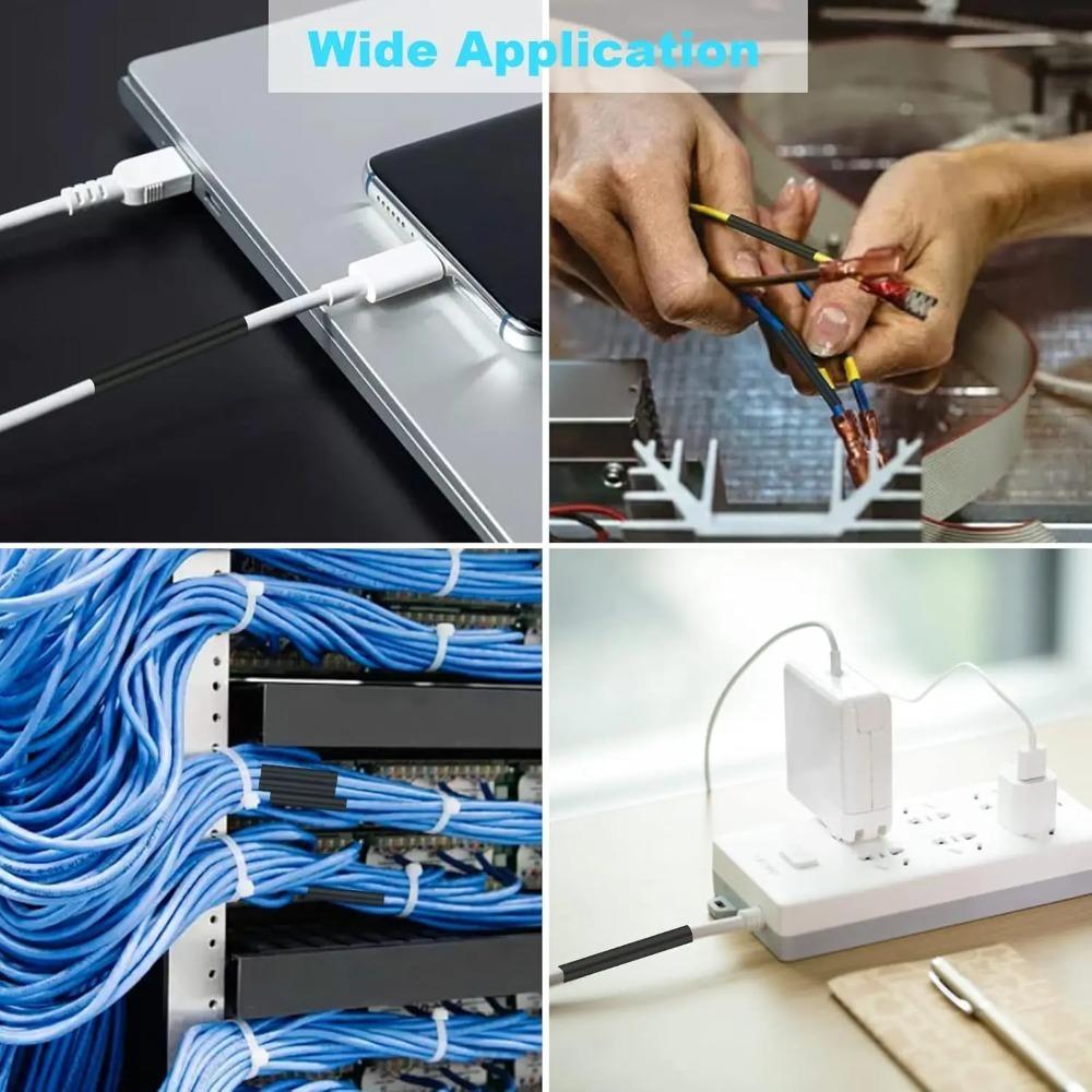 Black Heat Shrink Tube Thermoresistant Tubing Shrink Wire Electrical Insulation Connection Protection Wire Cable Sleeve Kit