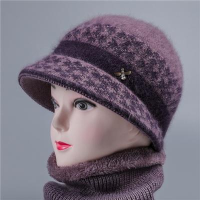 Mittelalte ältere Menschen Herbst Winter Hüte Kinder Großmutter Kaninchenwolle Hut Mutter dicker Samt warmer Strickbaumwollhut für ältere Frauen