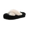 Fashion 2025 New Fashion Color Block Fur Slippers for Women Fuzzy Open Toe Indoor Slides for Woman Non Slip Warm Plush House Slippers