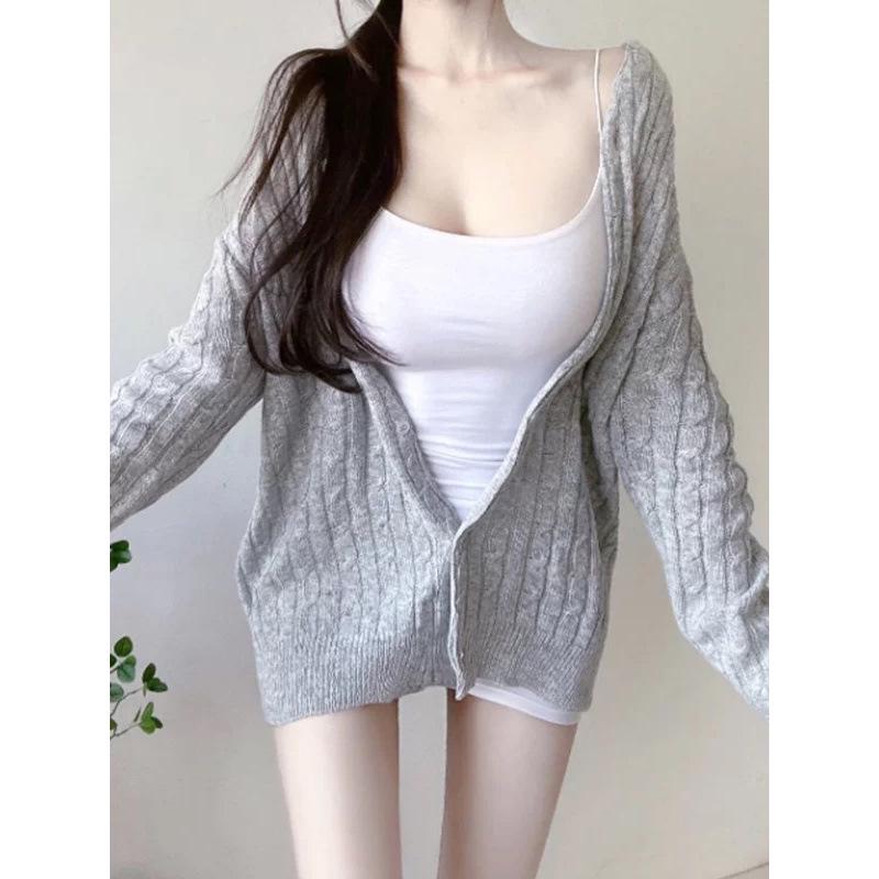 Korean Dongdaemun High-End Loose Knit Cardigan - Pure Desire & Sexy Lazy Style Women's New Arrival