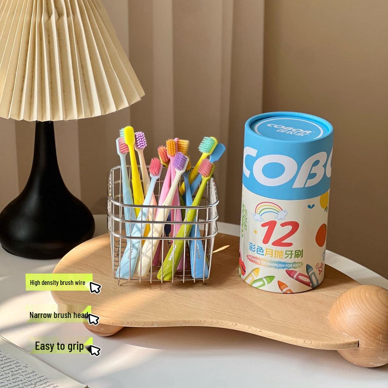 

KOBELL Kids Monthly Disposable Toothbrush, Ages 3-12, Soft Bristles, Macaron Colors, Braces-Friendly, Protective Cover Included