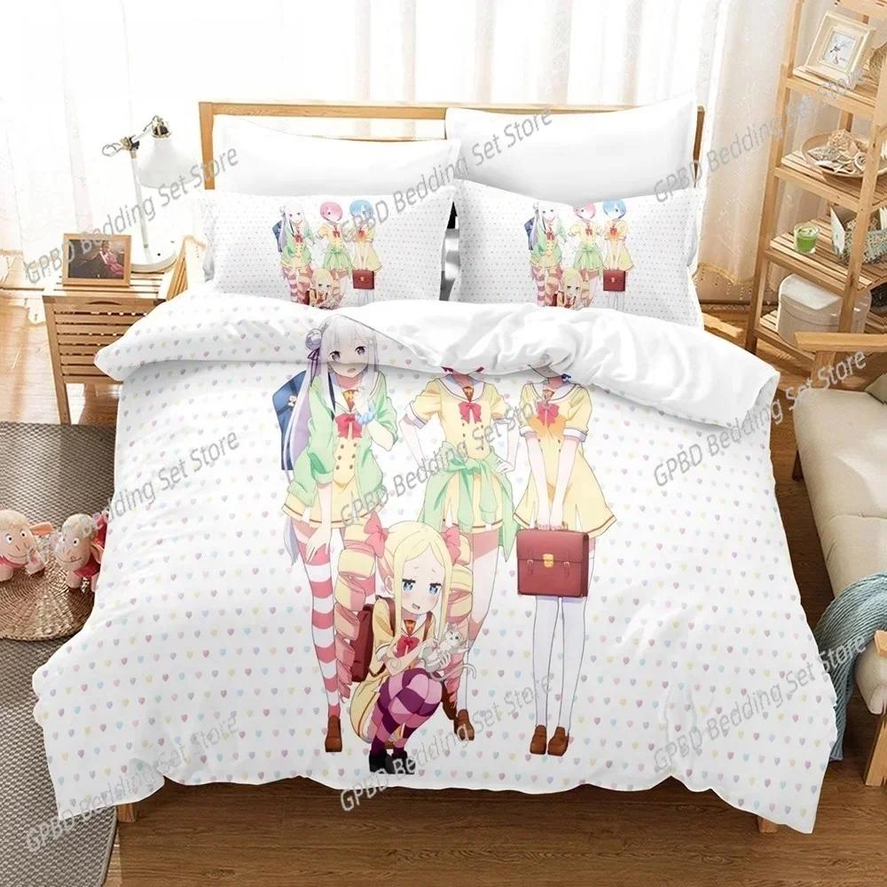New 3D Print Re Zero Rem Ram Bedding Set Single Twin Double Queen King Cal King Size Bed Linen Set