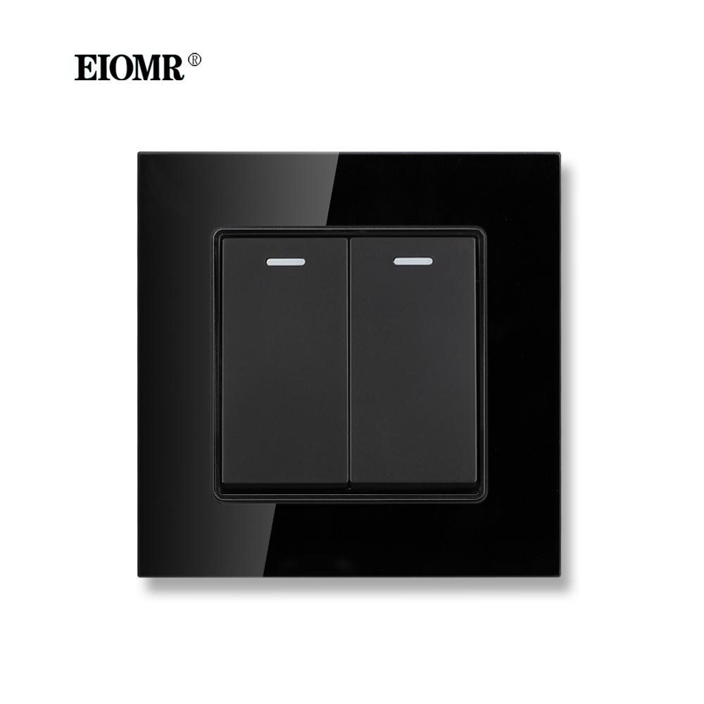 EIOMR EU/UK Standard Lichtschalter 16A 250V 2-fach 1-Wege / 2-Wege Wippschalter Großes Panel Luxus Wandtaster Unterputzschalter
