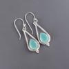 Aqua Chalcedony Gemstone 925 Sterling Silver Handmade Jewelry Earrings 1.50" EE-14-17