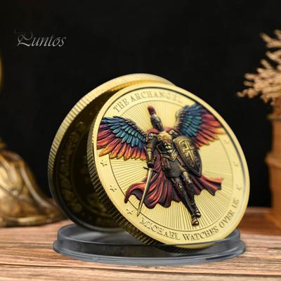1/3/5 pezzi Arcangelo Michele moneta di sfida medaglia di metallo intagliata a doppia faccia medaglione commemorativo moneta rotonda collezione casa ufficio scrivania decorazione
