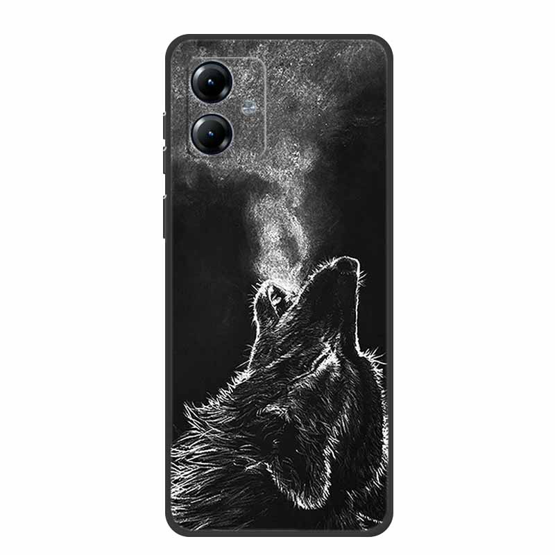 For Motorola Moto G84 5G Case Silicone Soft Wolf Lions Cat Black Bumper Funda Coque for Motorola Moto G54 5G TPU Protective Bag
