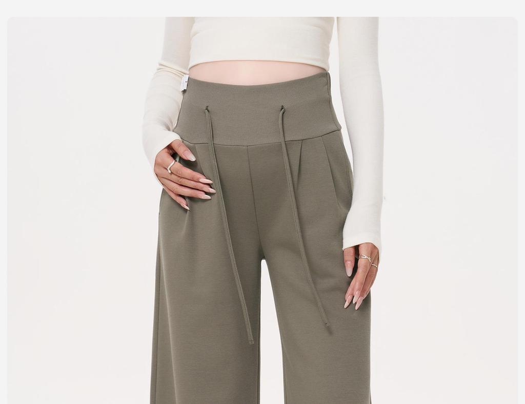 Masanon 2025 Maternity Wide-Leg Drawstring Pants – Comfortable Autumn Wear