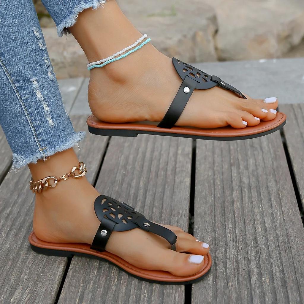 Fashion Women Slippers Outside Casual Beach Women Shoes Summer New Flats Flip Flop Sandals Walking Clip Toe Rome Buckle Ladies Slides