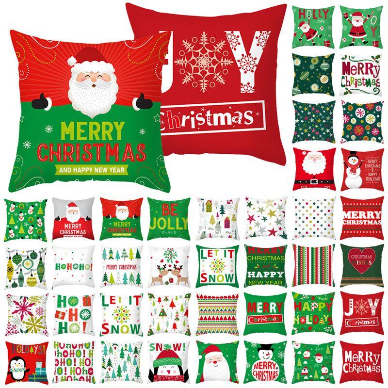 Luxuriously Soft 18 Inch Merry Christmas Cushion Cover With Santa Claus And Holiday Colors
