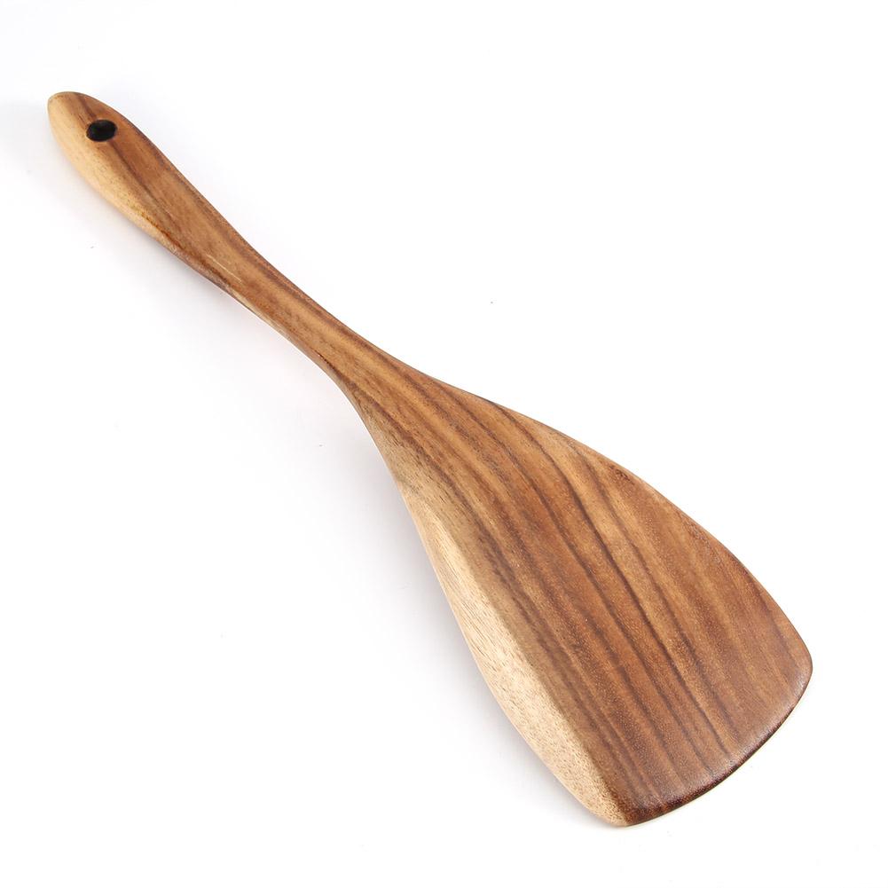 Natural Wooden Spatula Turner Fried Shovel Cooking Kitchen Utensils Shovel (31.5*7.5cm)