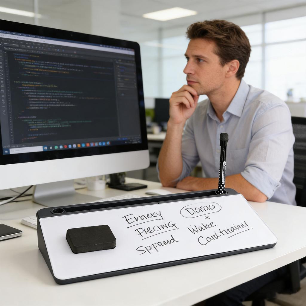 Practical Desktop Whiteboard Set With Appealing Front And Cleaning Cloth Good For Reminders Tasks And sketches