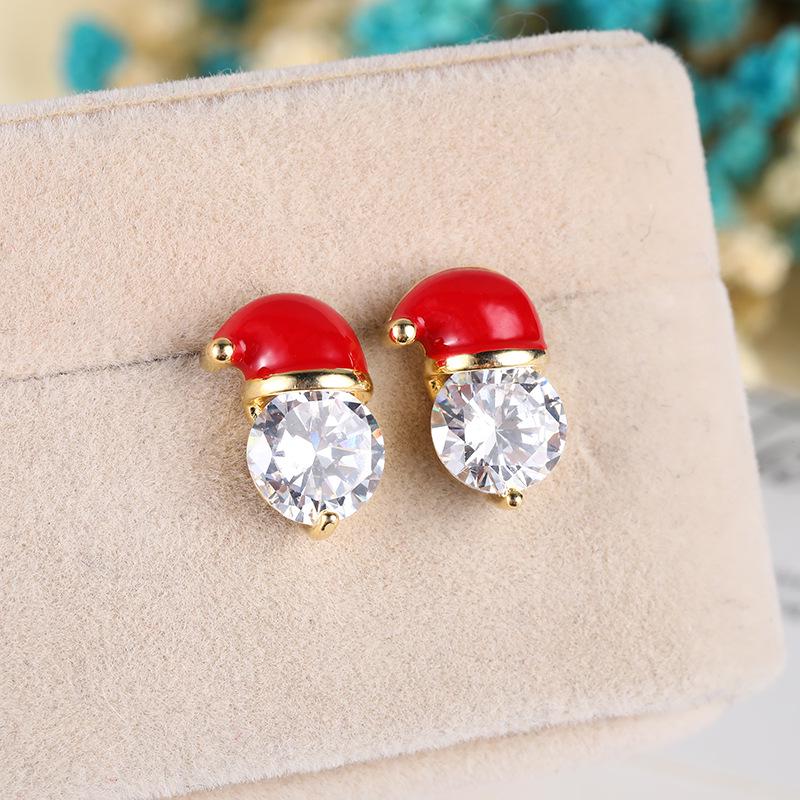 

Модные красные серьги-капли из эмали с золотым покрытием в виде Санта-Клауса для женщин Electroplated