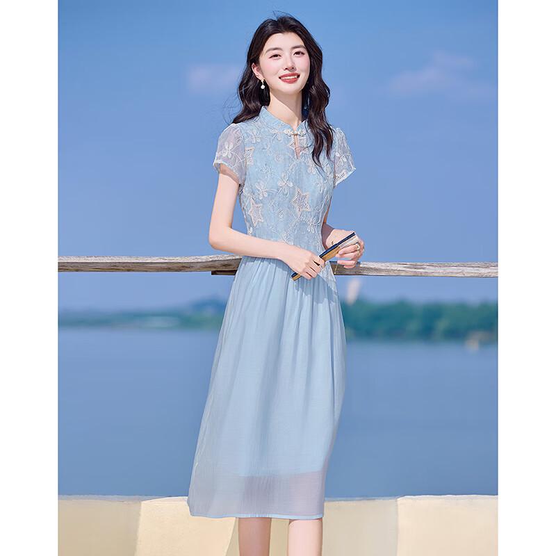 New Chinese Style Stand Collar Slimming Petite Dress