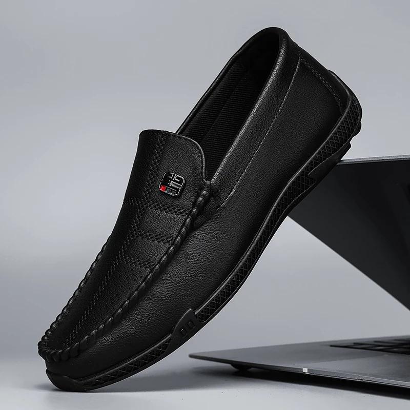 Fashion Fashion Leather Men Casual Shoes Slip on Italian Formal Loafers Luxury Brand Comfortable Men Moccasins Soft Male Driving Shoes