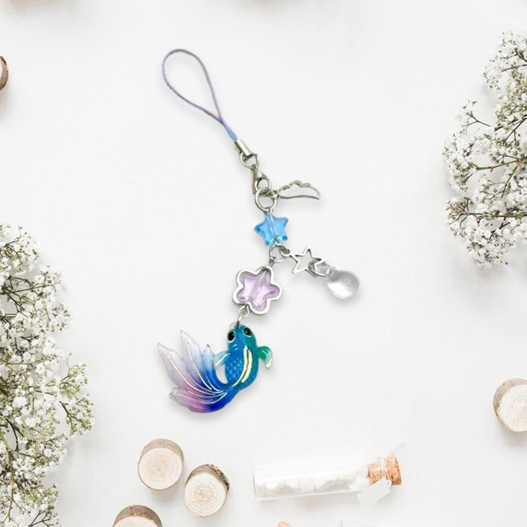 Fish Star Beaded Phone Charm Unique Designs Adds Touch Resin Texture Handmade Bag Pendant Suitable for Various Occasion