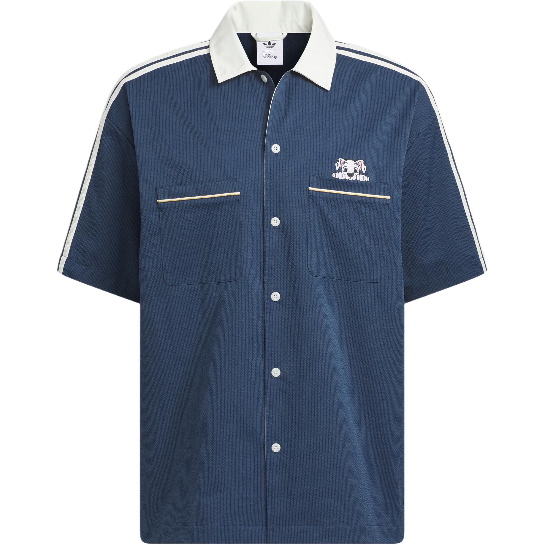 Adidas Originals Retro Classic Series Breathable Loose Fit Short Sleeve Casual Shirt Men Pure Black KG6689 L