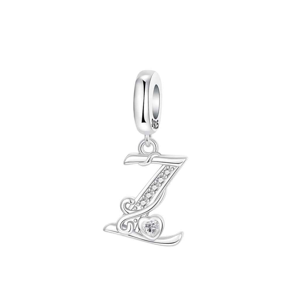 Originale DIY A-Z Alphabet Anhänger Perle Kupfer Eingelegter Zirkon Liebesbriefe Dangle Schmuck Geschenk Passend für Armreif