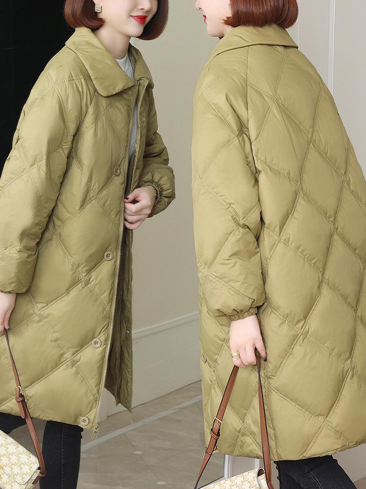 

Женский 2024 Легкий Пуховик из Белого Утиного Пуха - Маленький, Теплый, Модный Зимний Верх для Мам XL (suggested 135-148 jin) жёлтый