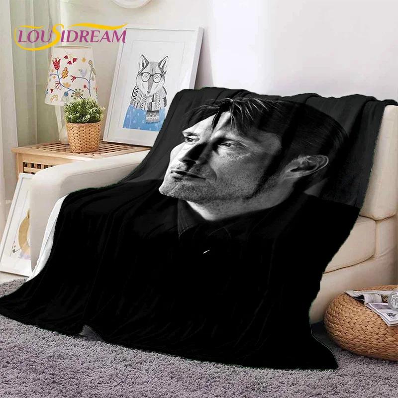 Mads Mikkelsen 3D Schauspieler Star Weiche Flanelldecke für Betten Schlafzimmer Sofa Picknick, Überwurfdecke zum Zudecken Outdoor Freizeit Nickerchen Geschenk
