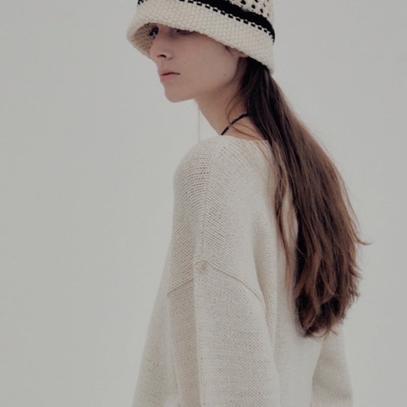 

MOONSUN SS20 Honeycomb knit Hat / Cream One