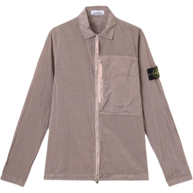 

STONE ISLAND Ss25 Куртка из нейлона Metal с нашивкой с логотипом на молнии и длинными рукавами Мужская куртка антично-розового цвета K1S1512000-05S0019-V0082 M