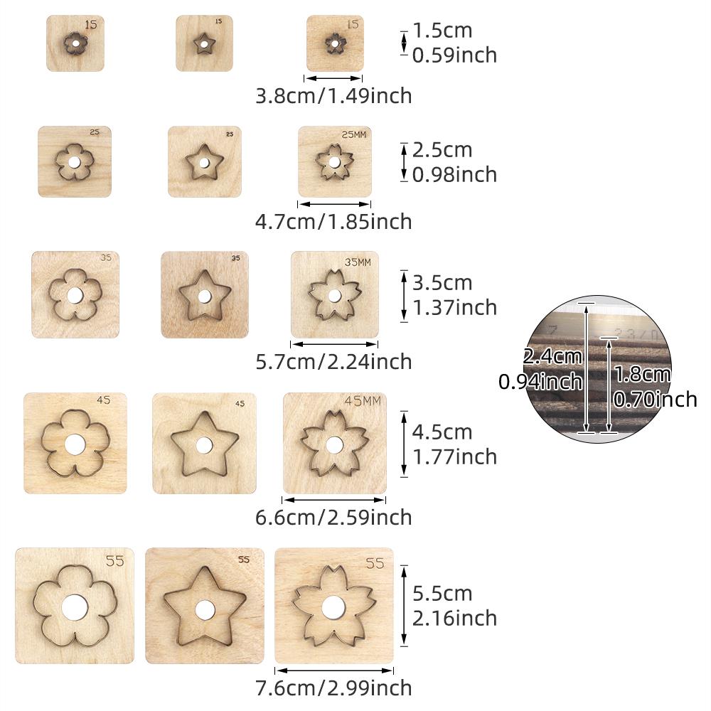 Sakura,Flower,Five-Pointed Stars Leather Die Cut, Steel Rule Punch Mold, DIY Metal Die Cutter Punch Crafts Kraft Tool(2.5-5.5cm)