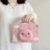 3D Cartoon Cute Pink Pig Silicone Tablet Case With Handle For iPad 12th 11 10 9 8 Ipad Pro Air M4 M3 M2 11inch A16 A19 2018-2026 M4 Kids Cover Stand