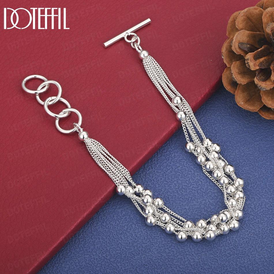 

Романтический многорядный браслет из стерлингового серебра 925 пробы с виноградными бусинами, свадебное украшение 20cm