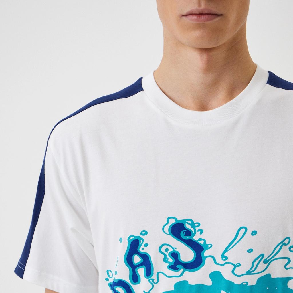 adidas Originals Beach Sports Art Tee Cartoon Hand-Drawn Print Crew Neck Short Sleeve T-Shirt Men Tops White IN4777