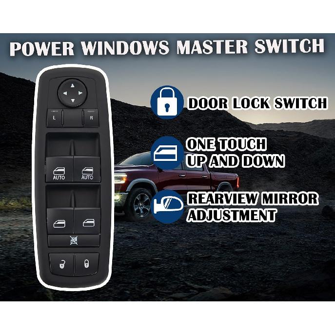 Driver Side Power Window Switch Replacement For 2011- Chrysler 300,2015-2017 Chrysler 200,2011- Dodge Charger,2016- Ram 1500 2500 3500|Replace OE