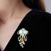 Women Brooch Blue Faux Crystal Jellyfish Shape Lapel Pin Suits Coats Bags Scarves Badge Versatile Accessory