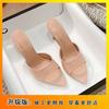 One-word Open-toed Korean Version of Sexy Cool Slippers Summer 2025 New Thin Heel Square Head Versatile Outer Wear High Heeled Slippers