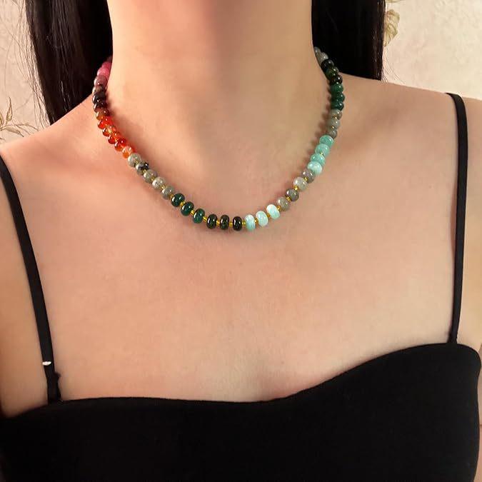 Turquoise Bohemian Beaded Clavicle Necklace - Summer Casual Vacation Style for Women