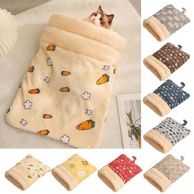 Plush Cat Cave Bed Cartoon Kitten Quilt Bed Cute Cat Sleeping Bag  Pet Supplies