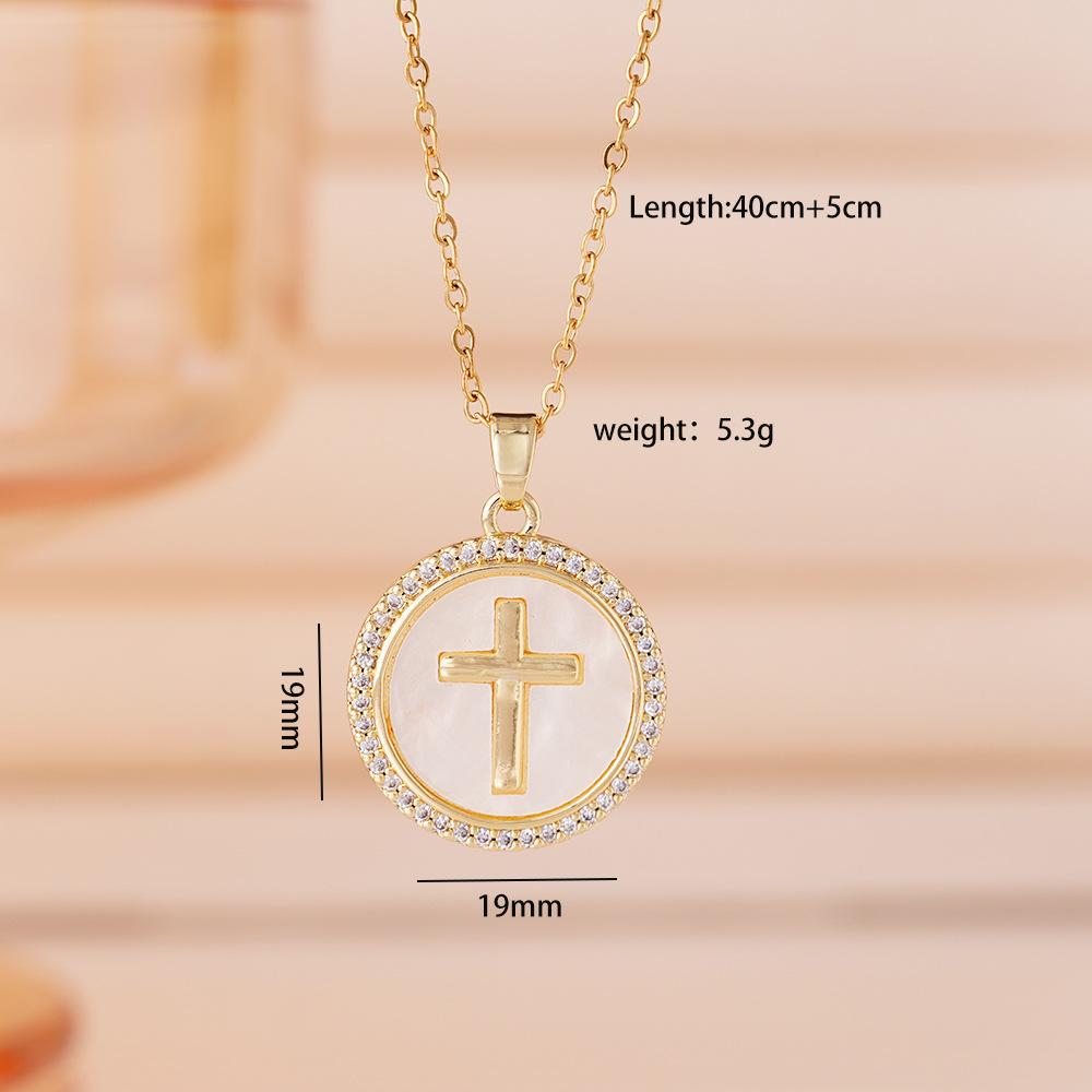 Fashion Circular Cross Pendant Necklaces for Women Men Classic Stainless Steel Chain Jewelry Accessories Pretty Gifts for Lover