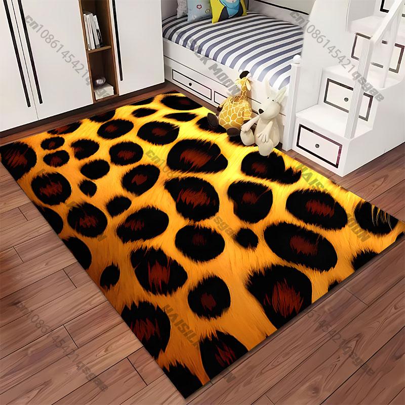 Leopard Fur Pattern Design Carpet Yoga Living Room Room Decor Children's Crawling Mat Doormat Area Rug Games Mat