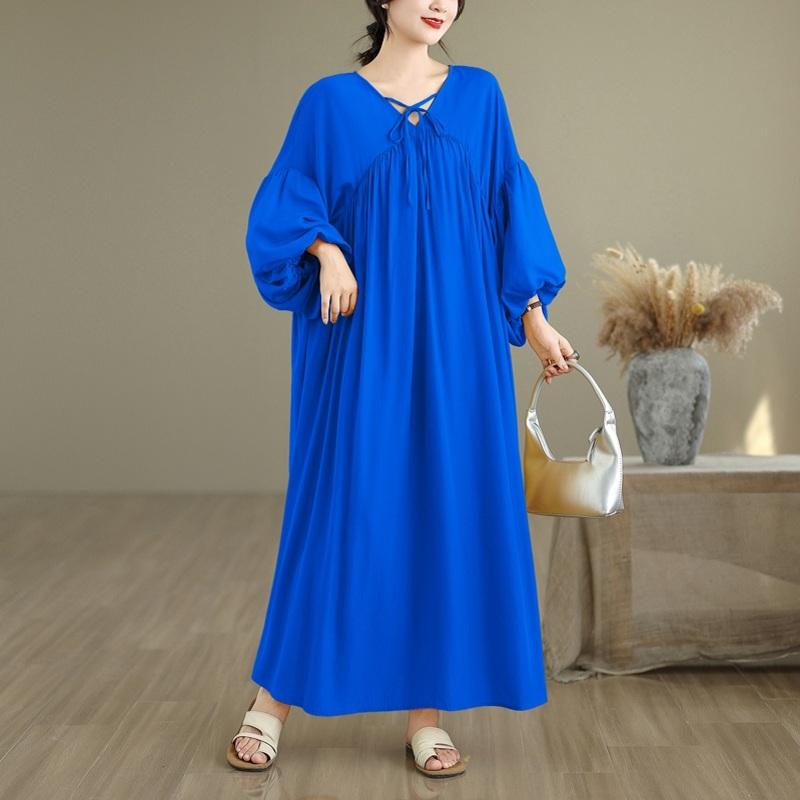 Long Sleeve Plus Size Chiffon Vintage New In Dresses for Women Casual Loose Spring Summer Autumn Dress