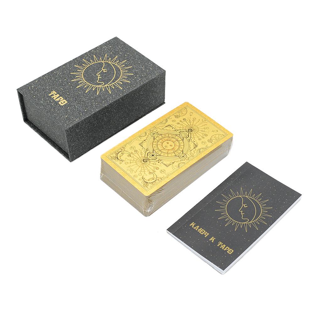 Russian Tarot Card Set: Gold Foil PVC, Waterproof with Instruction Manual